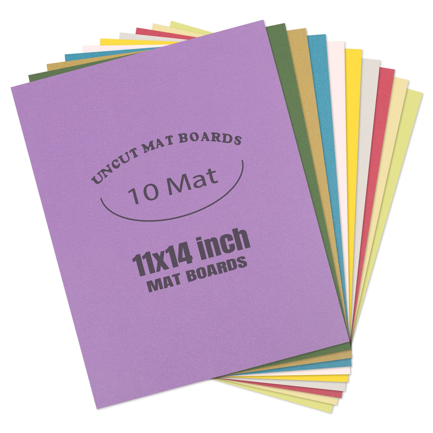 AUEAR, Pack of 10 11x14 Uncut Picture Mat Boards, Assorted Colors Backing Matte Boards for Frame, Print, Artwork, Picture