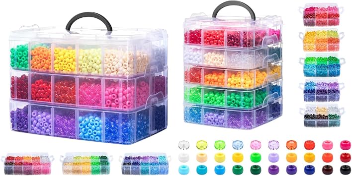 Umikk Pony Beads, 30 Assorted Colored Beads for Bracelets Making, Kandi Friendship Bracelet, Craft, Jewelry Making, Gifts Boxed