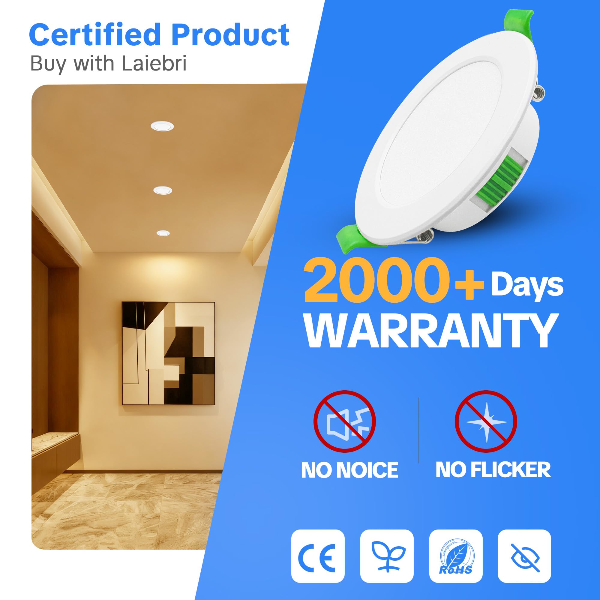 6er Led Einbaustrahler 230V Weiß - Extra Flach IP44 Deckenstrahler - Ø68-75mm Einbau Deckenspots 5W 600LM, 2700K/4000K/6000K Deckenlampe Deckenleuchte led für Badezimmer Wohnzimmer Küche