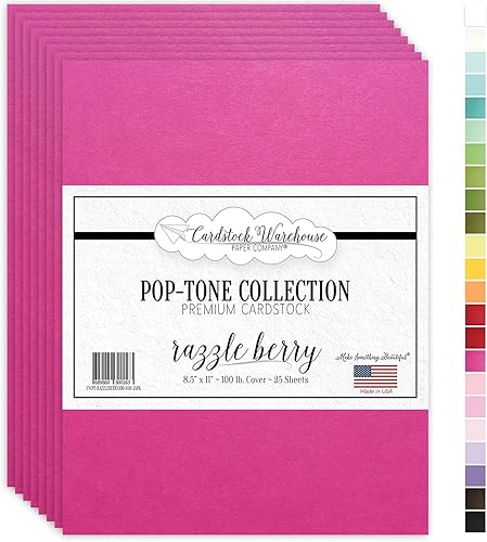 Cardstock Warehouse Pop Tone Razzle Berry Pink - 8.5 x 11 pulgadas - 100 libras  9.52 ozm de papel de cartulina mate premium -25 hojas