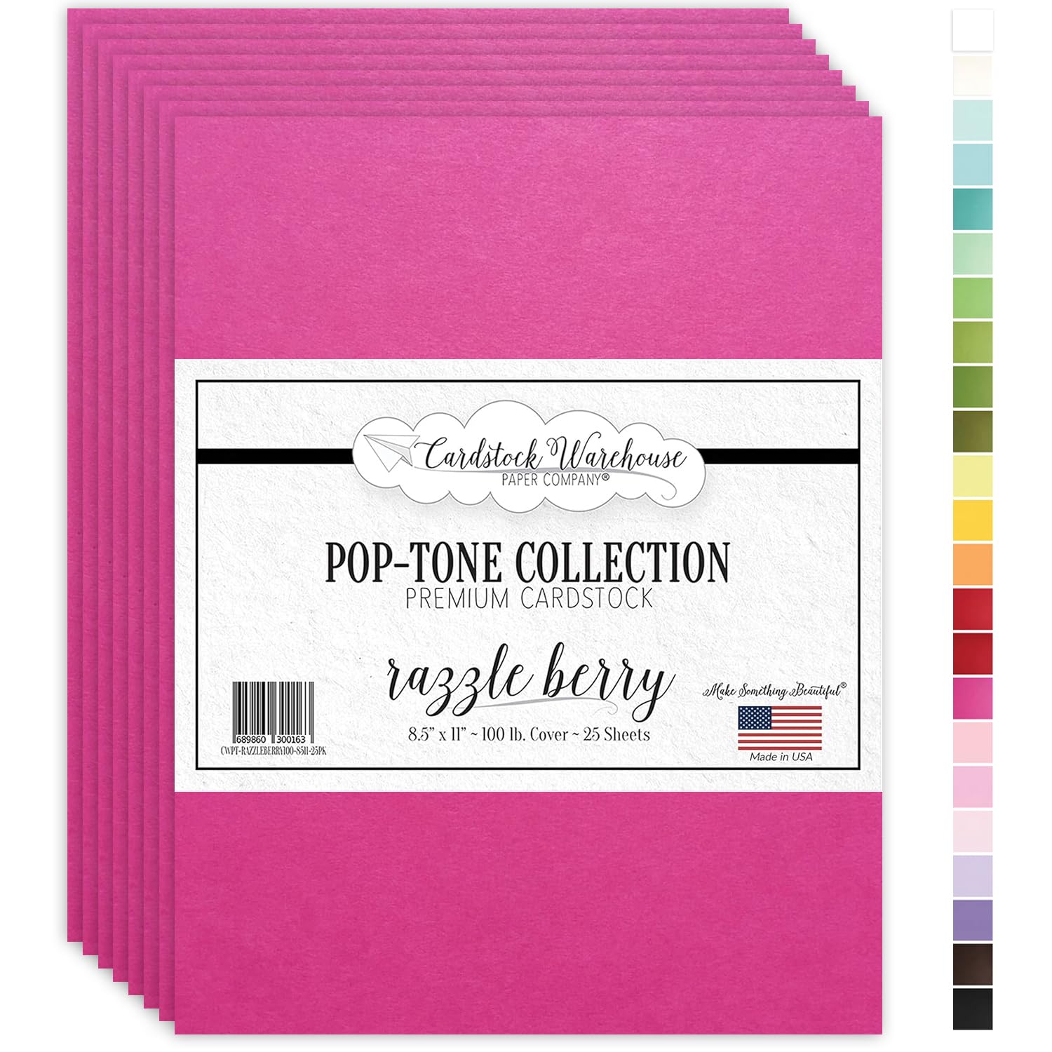 Cardstock Warehouse Pop Tone Razzle Berry Pink Cardstock Paper – 25 Sheets, 8.5 x 11" - 100 lb / 270 GSM Premium Pink Card Stock for Die-cutting, Crafts, Printing, Card Making and DIY Projects