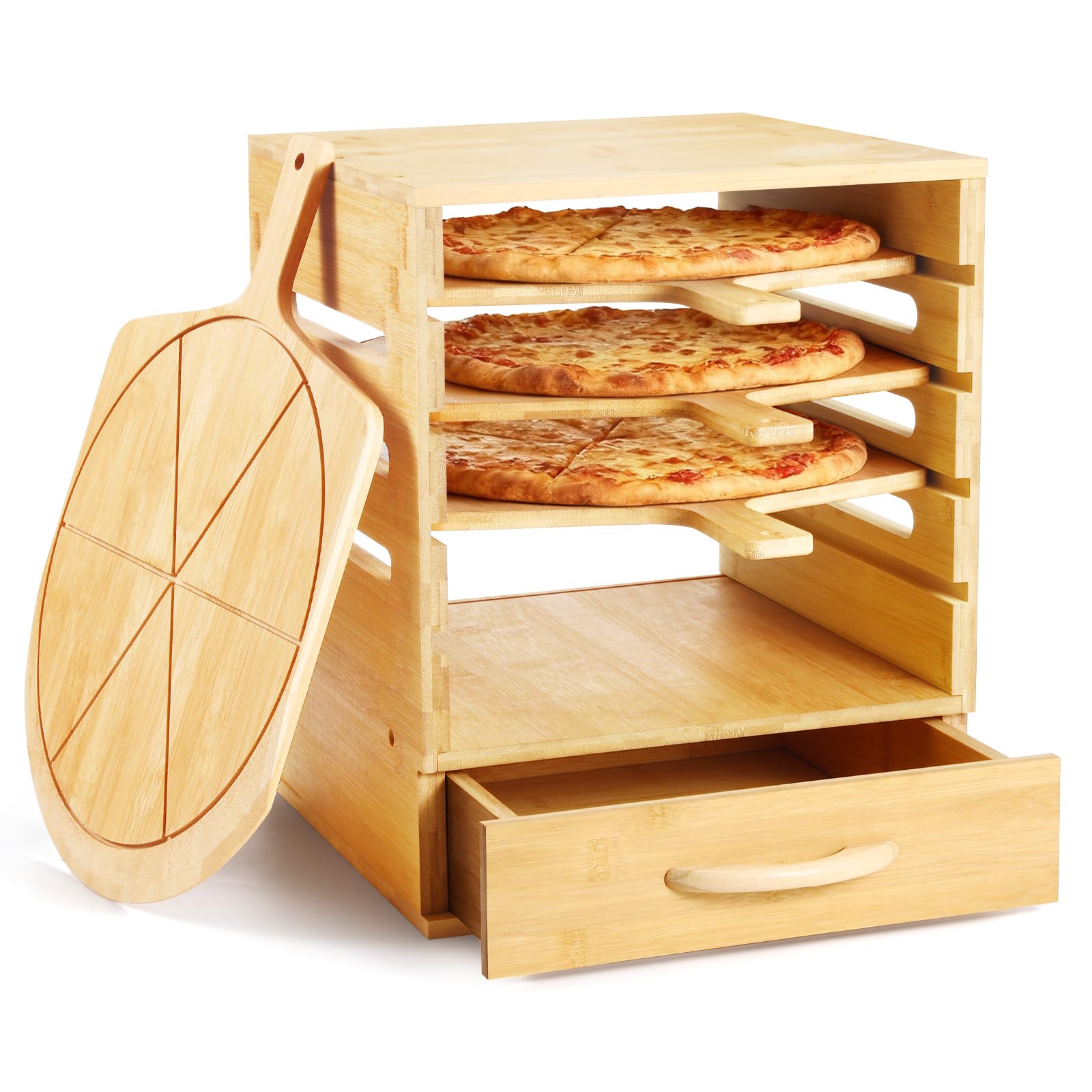 Amazon.com: Essenhome Wood Pizza Peel Rack with Spice Drawer