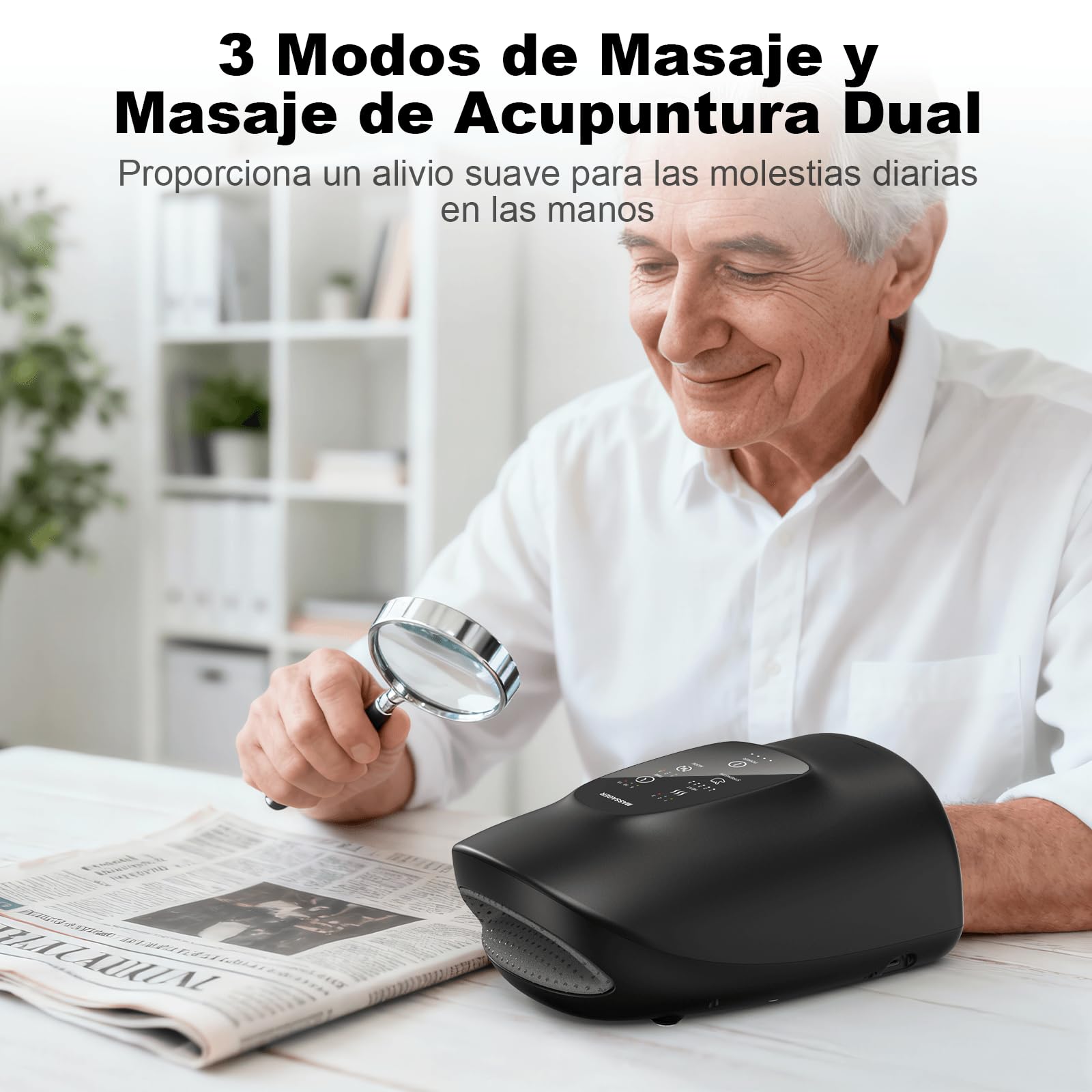 Masajeador de Manos con Calor y Compresión, Alivia Dolor de Artritis y Síndrome del Túnel Carpiano, Masaje Relajante para Muñecas y Dedos, Regalo para Hombres, Mujeres