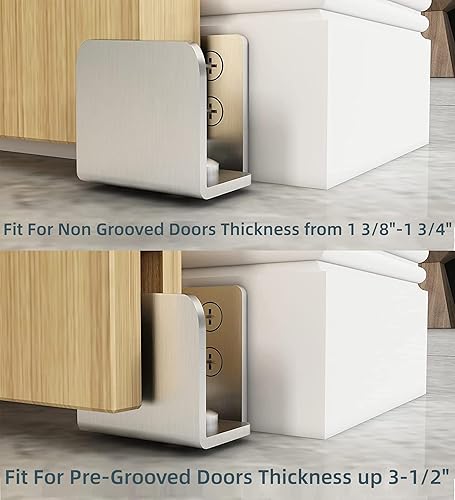 Miniatura 2 de JUBEST Guía de piso de acero inoxidable para montaje en pared, herrajes para puertas corredizas de granero de hasta 1-34 "W 1-78 "H