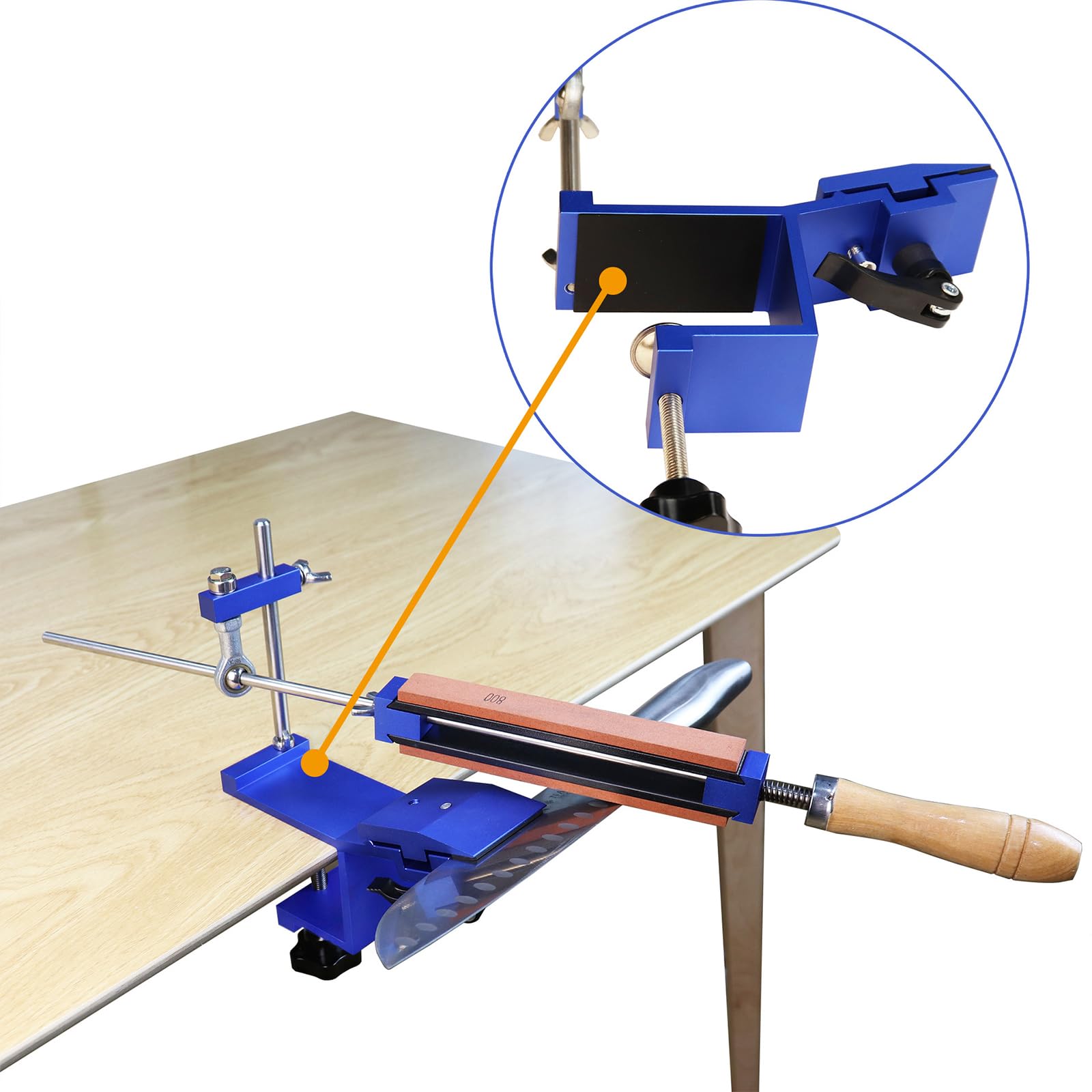 Afilador de Cuchillos Profesional Ángulo Fijo con 8 Piedras de Afilar, Sistema de Afilar Cuchillos Cocina 360° Rotación, Kit de Afilado Manual para Chef en Casa, Knife Sharpener