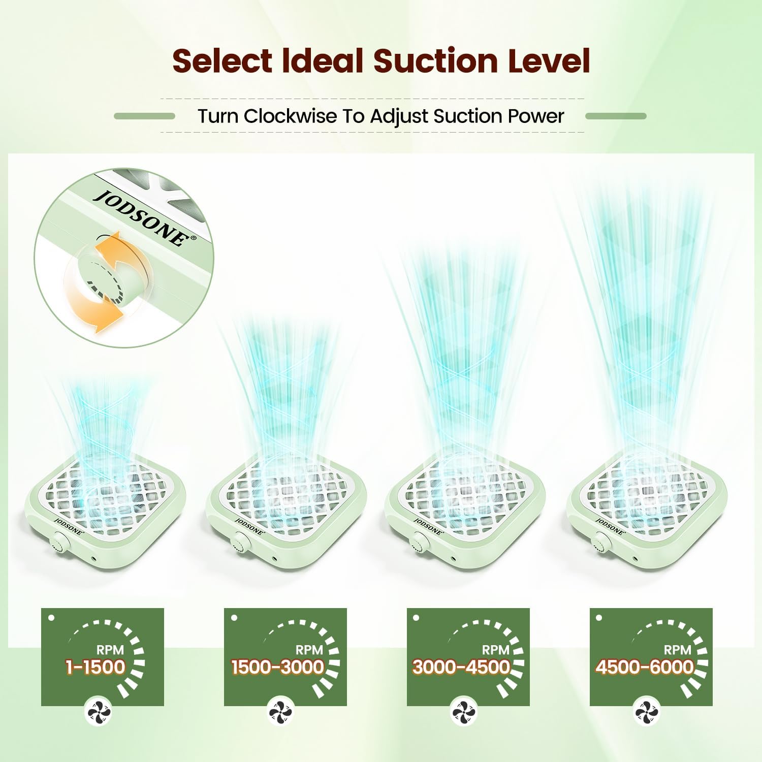 JODSONE 6000RPM Mini Nail Dust Collector Powerful Suction Portable PocketSized Nail Salon with 30 Filters Green