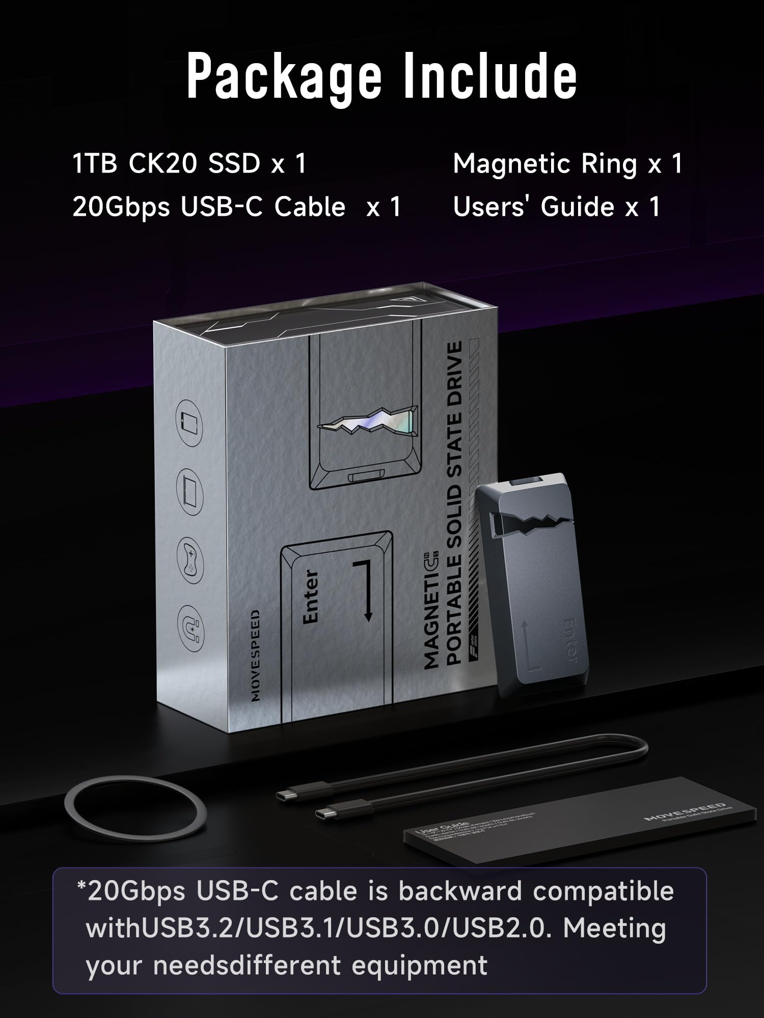 Amazon.com: MOVE SPEED CK20 Portable SSD 2TB with Magnetic Feature