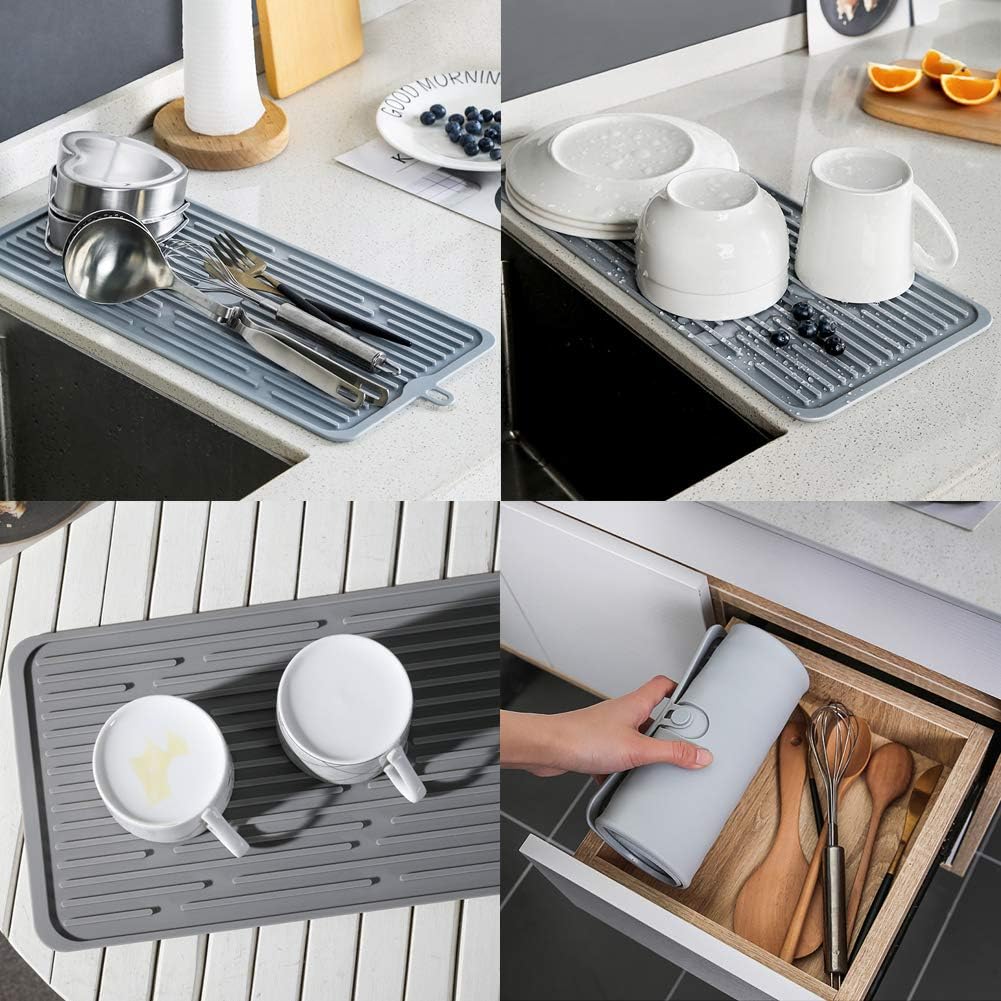 Dish Drying Mat, Silicone Drying Mat Good Lar Drying Mats for Kitchen,