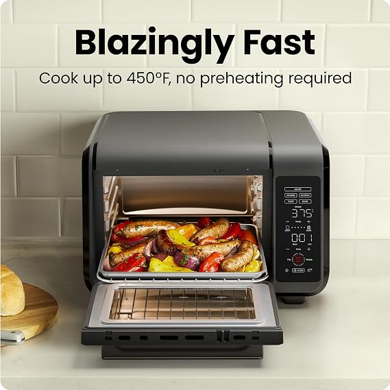 Chefman Air Fryer Toaster Oven Combo, Countertop Oven for Quick & Healthy Meals, Bake, Broil, Air Fry, Toast, and Bagel Functions, 450F Max Temp, 4 Slice Toaster Oven Air Fryer Combo