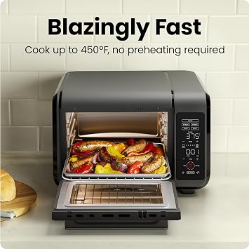 Chefman Air Fryer Toaster Oven Combo, Countertop Oven for Quick & Healthy Meals, Bake, Broil, Air Fry, Toast, and Bagel Functions, 450F Max Temp, 4 Slice Toaster Oven Air Fryer Combo