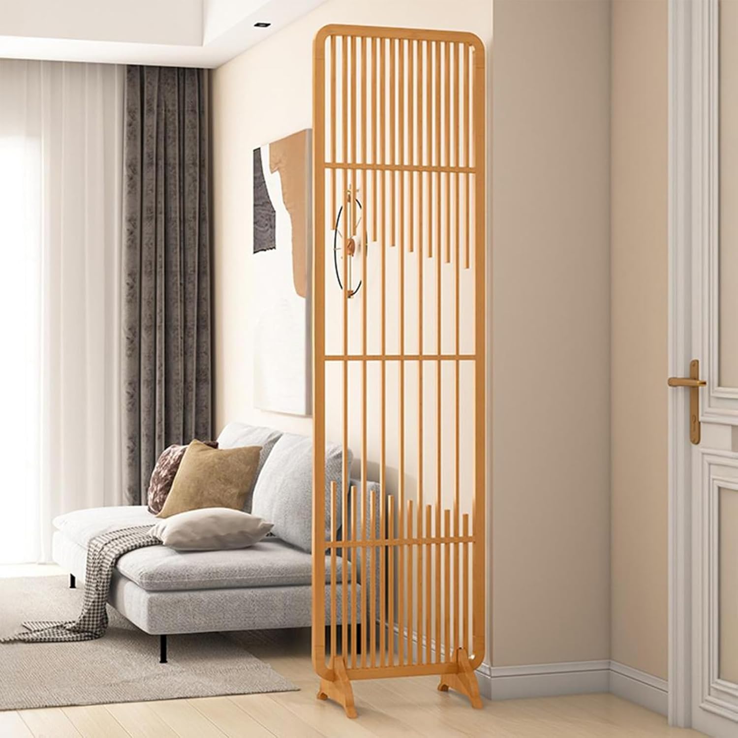 Wooden Slat Room Divider - Stylish Space Separator and Decorative Partition for Bedroom, Office, and Entryway - Enhance Privacy and Aesthetics
