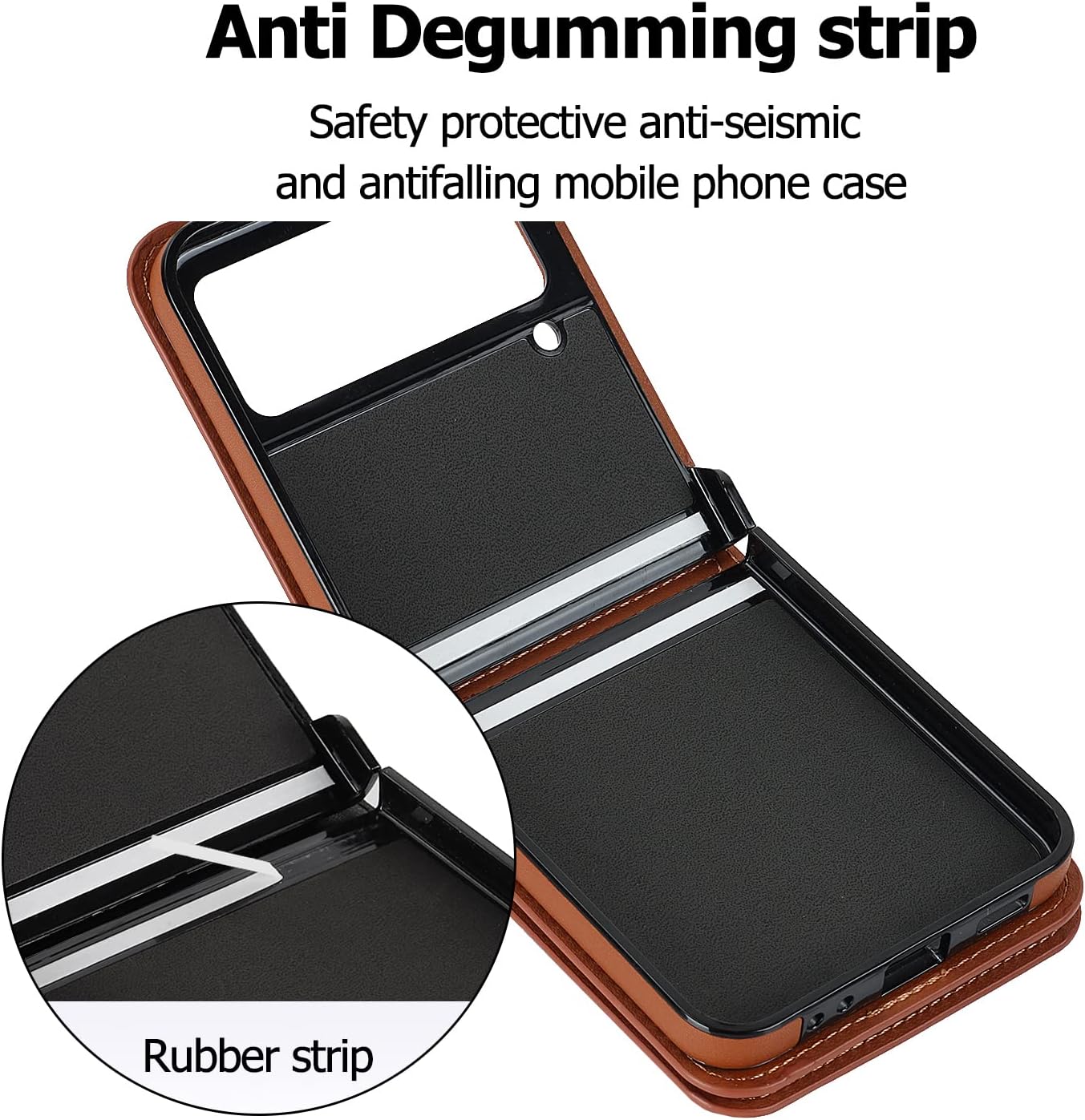 Compatible with Samsung Galaxy Z Flip 4 Stand Stylish Flip Protective Leather Case,Wallet case with Zip,Card Slot,Cash Compartment, Phone case with Cord for Galaxy Z Flip 4 (Brown)