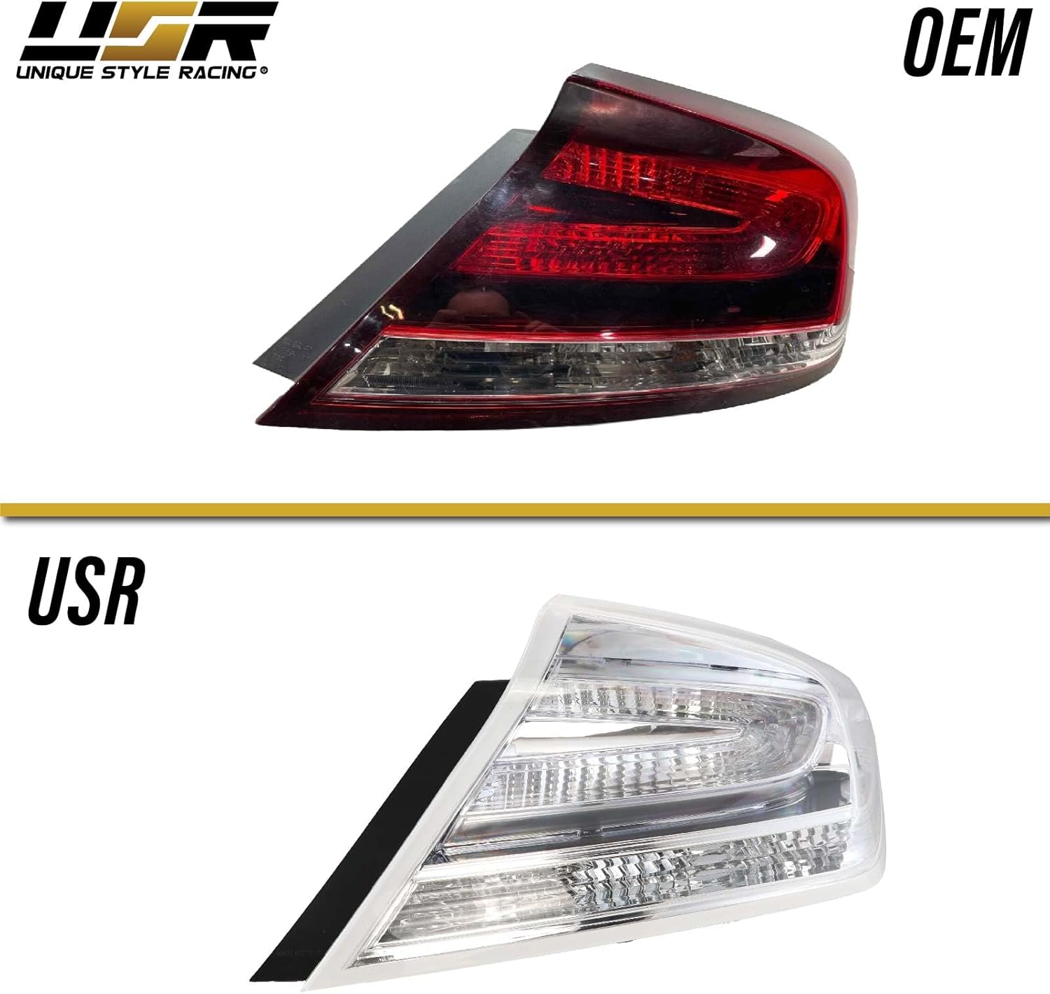 USR UNIQUE STYLE RACING 14-15 FG3/FG4 Coupe 2D Tail Light, Rear Tail Lamps Set (Left + Right) Compatible w/ 2014-2015 Honda Civic 9th Gen All Models LX, EX & SI (CLEAR LENS TAIL LIGHTS w/COLOR BULBS)