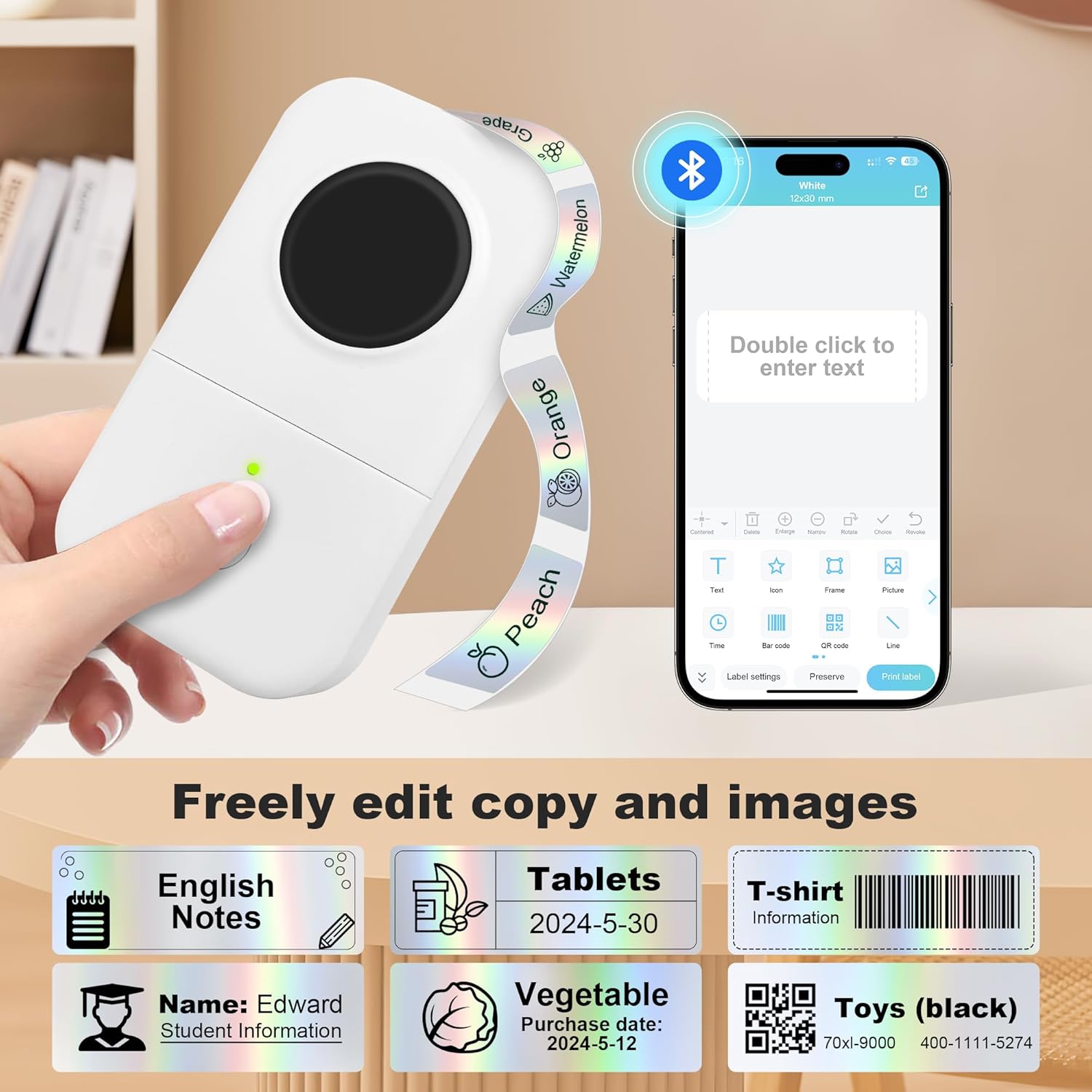 PARLAIM 14 X 40mm (1/2" x 1 1/2") Waterproof Thermal Label, 160pcs OEM Label Tape Replacement Roll for Label Maker Perfect for Home/Office/School, Holographic Sliver - Image 4