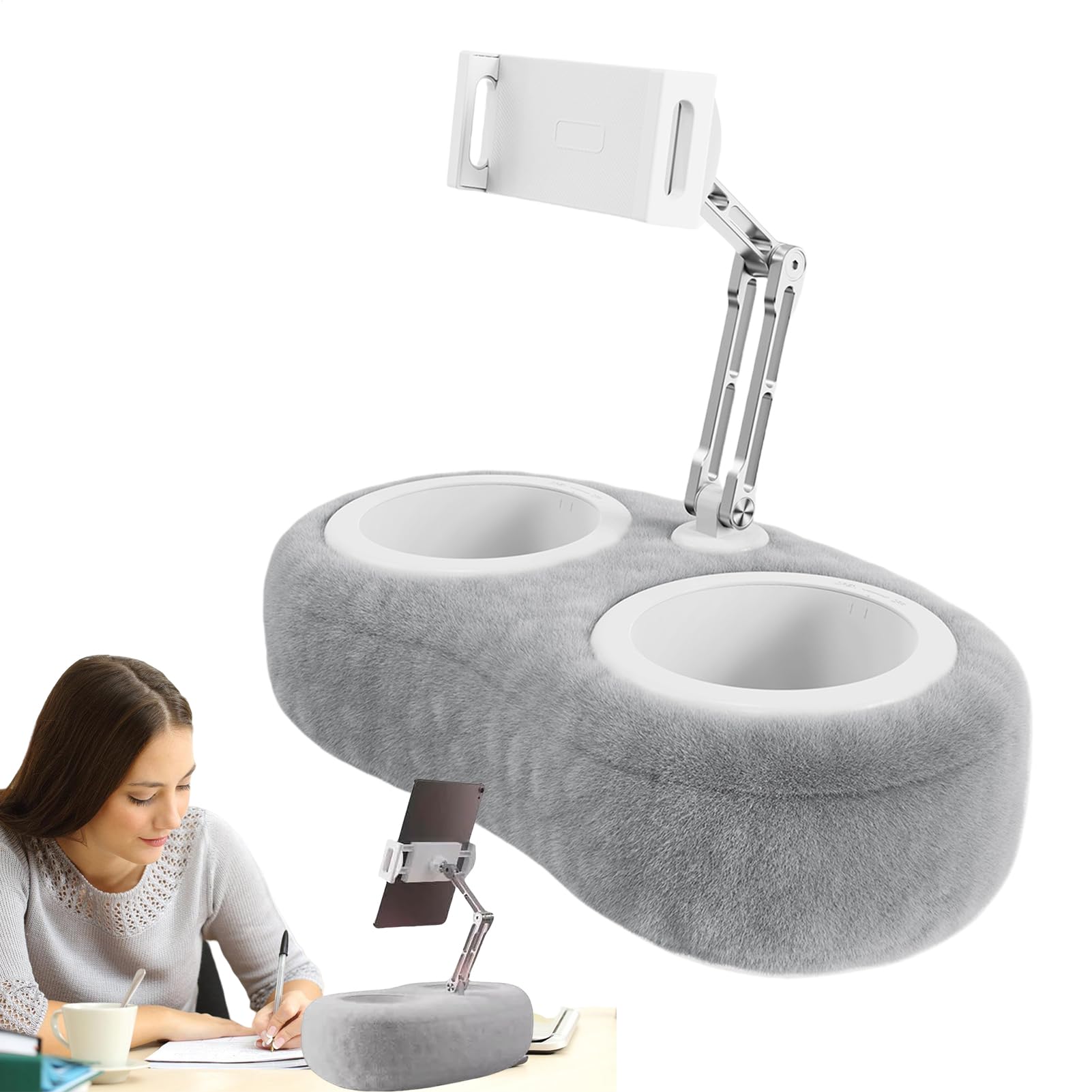 Tabletständer mit Kissen Geeignet für Handys und Geräte von 11,9 bis 33 cm | Smartphone- und Tablet-Kissenhalterung für das Bett Verstellbarer Mehrwinkel-Schoßtisch, Rutschfeste Basis