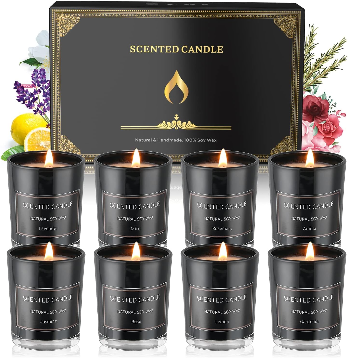 8-Pack Aromatherapy Scented Jar Candles for Home Wellness