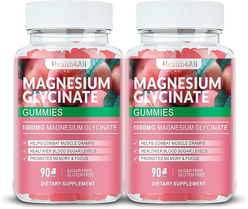 Miniatura 14 de Gomitas de Glicinato de Magnesio de 1000 mg, suplemento de magnesio y potasio sin azúcar de alta absorción para relajación, alivio del estrés y