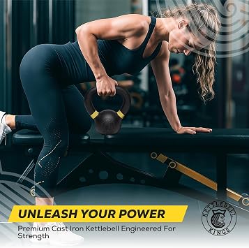 Kettlebell Kings Powder Coated Kettlebell Weights 5-90 LB | Workout Gym Equipment & Strength training sets for Women & Men | Durable Coating for Grip Strength, Rust Prevention- New