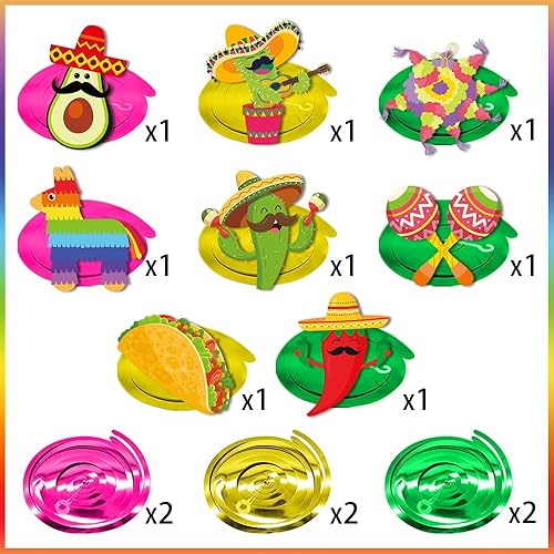 Miniatura 2 de 14 piezas de decoraciones de fiesta mexicana colgantes espirales colgantes, decoraciones colgantes de Cinco de Mayo, decoraciones de fiesta de Let's