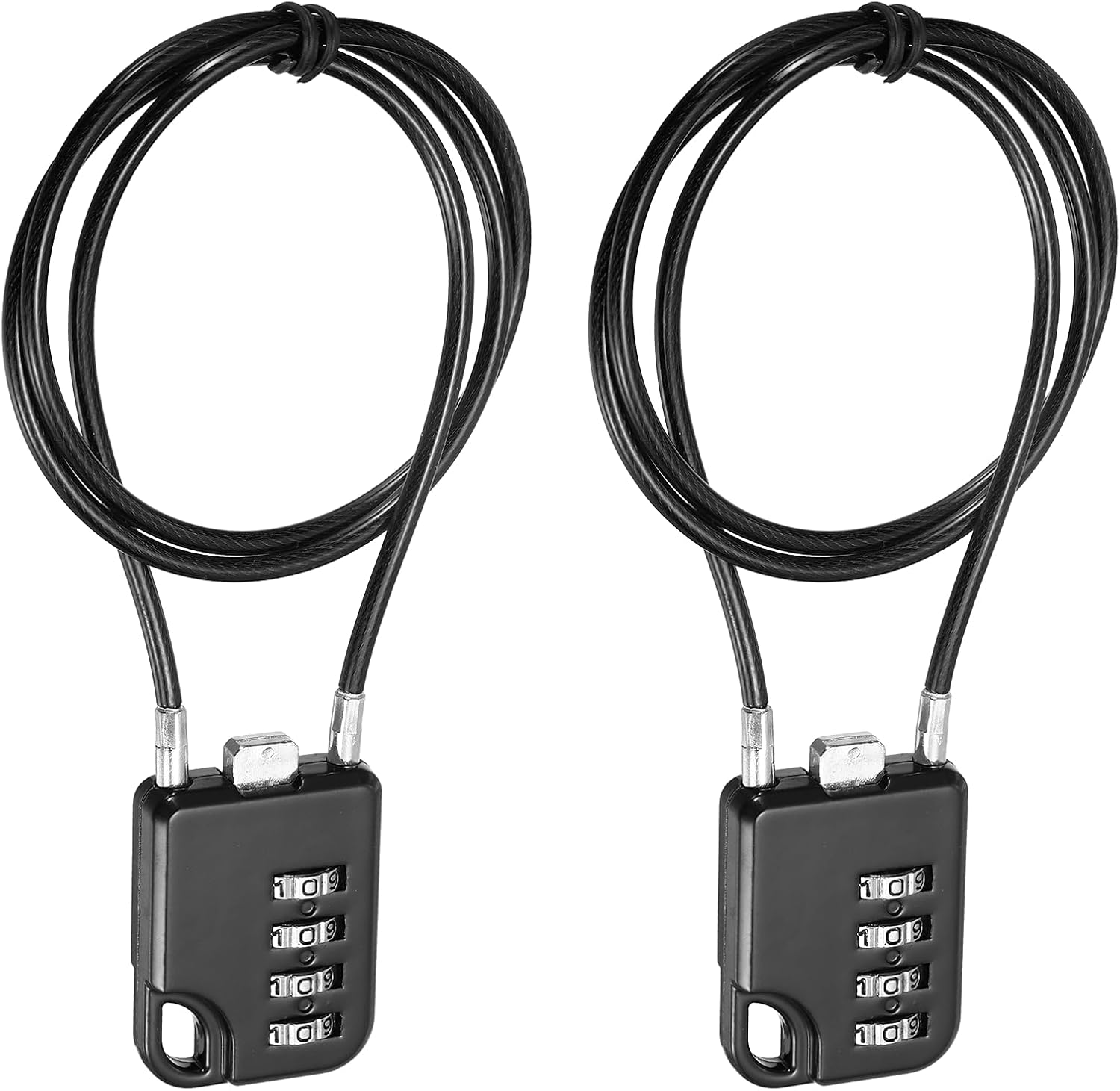 PATIKIL Combination Padlock (23.6 Inch, Black) (2 Pcs), 4-Digit Combo Padlock Luggage Locks with Coated Steel Wire Rope, Suit for Gym Locker/Fence/Storage/Backpack/Toolbox/Cabinets