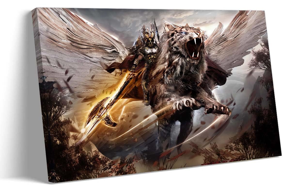 - God of War Ares Greek Mythology Poster Prints for Walls Canvas Painting Decoration Printed Canvas Contemporary Art Pictures for Bathroom (8.00''x12.00'',Framed)