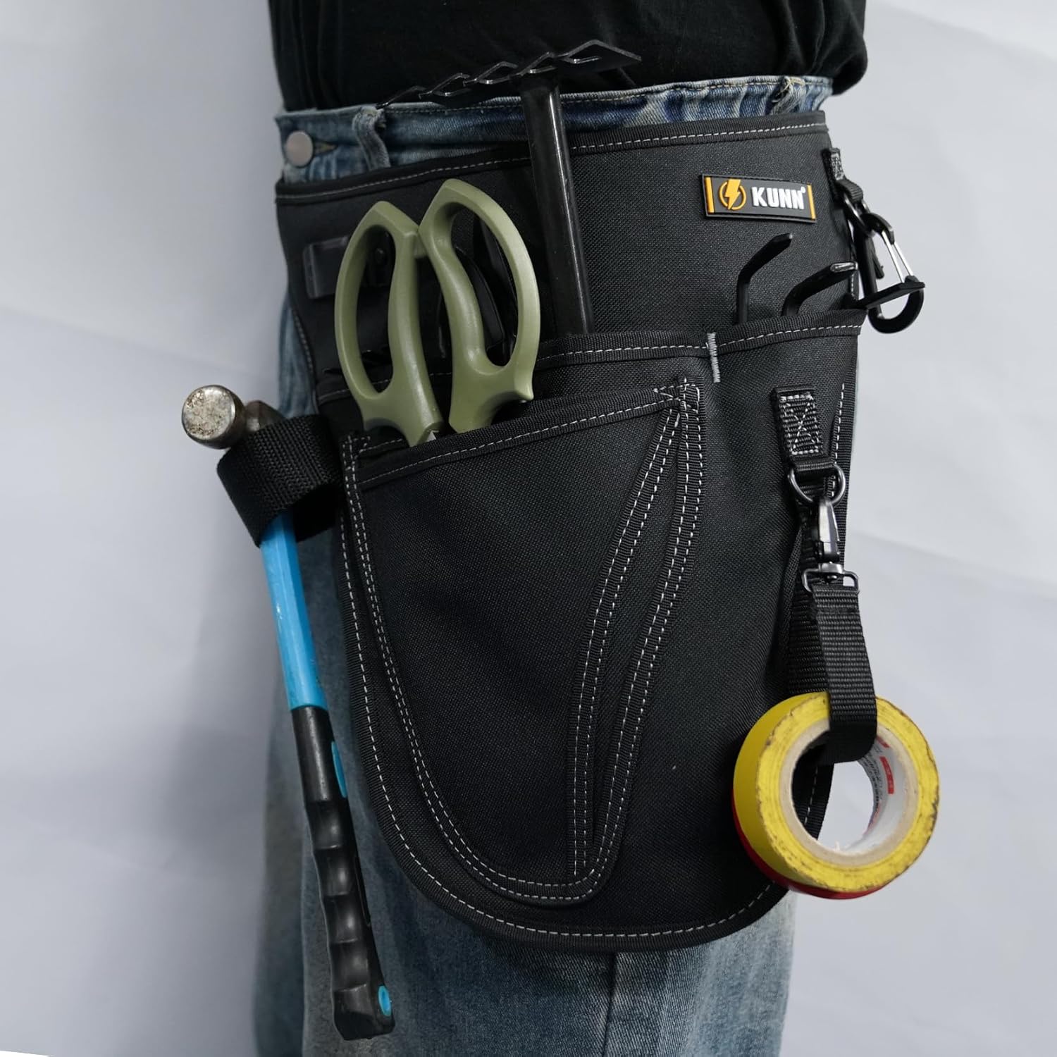 KUNN Garden Tool Organizer Belt Multifunctional Work Apron Pouch for Gardeing Florist Plumbing,Black