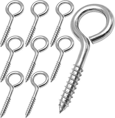 Miniatura 9 de YGAOHF Pernos de ojo grandes de 5 pulgadas atornillados  4 ganchos de ojo de acero inoxidable atornillados resistentes, 500 libras de resistencia a