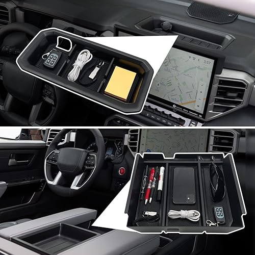 Miniatura 6 de Organizador de consola central, organizador de tablero compatible con accesorios Toyota Tundra 2022 2023 2024 2025