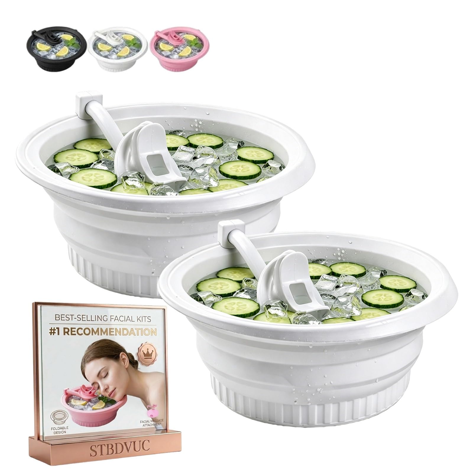 Upgraded Face Bowl for Ice,Premium Silicone Facial Plunge Basin in Cold Water with Breathing Tube,Foldable Compress Makeup Wash Sink Tubs,Collapsible Spa Therapy Molds and Skincare Glowing Tool Kits