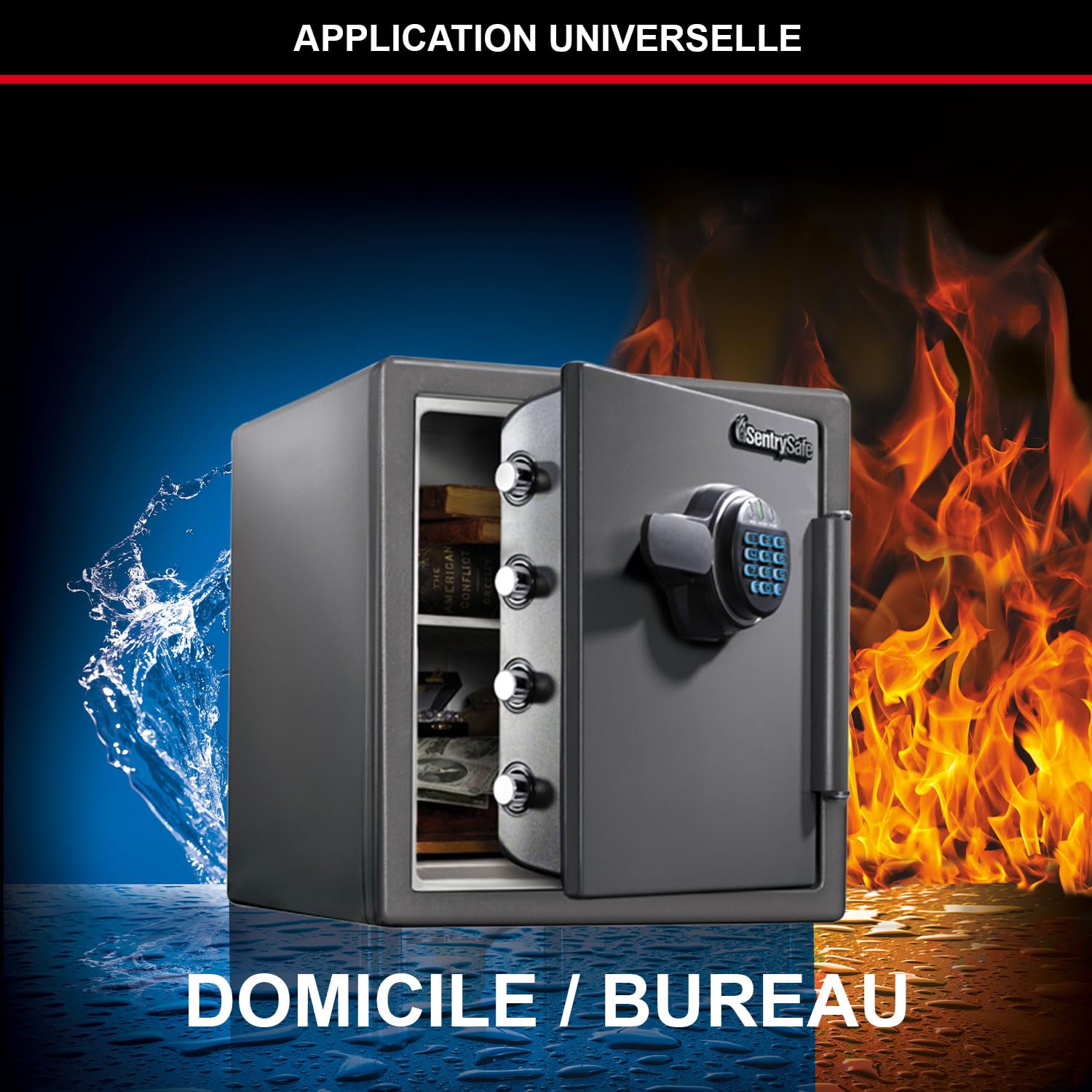 SentrySafe Coffre-Fort [Ignifuge et Etanche] [XL 35 litres] [Combinaison Electronique] - SFW123FSCINTLHRO - pour Vos Documents d'identité, Documents A4, Ordinateurs Portables, Bijoux