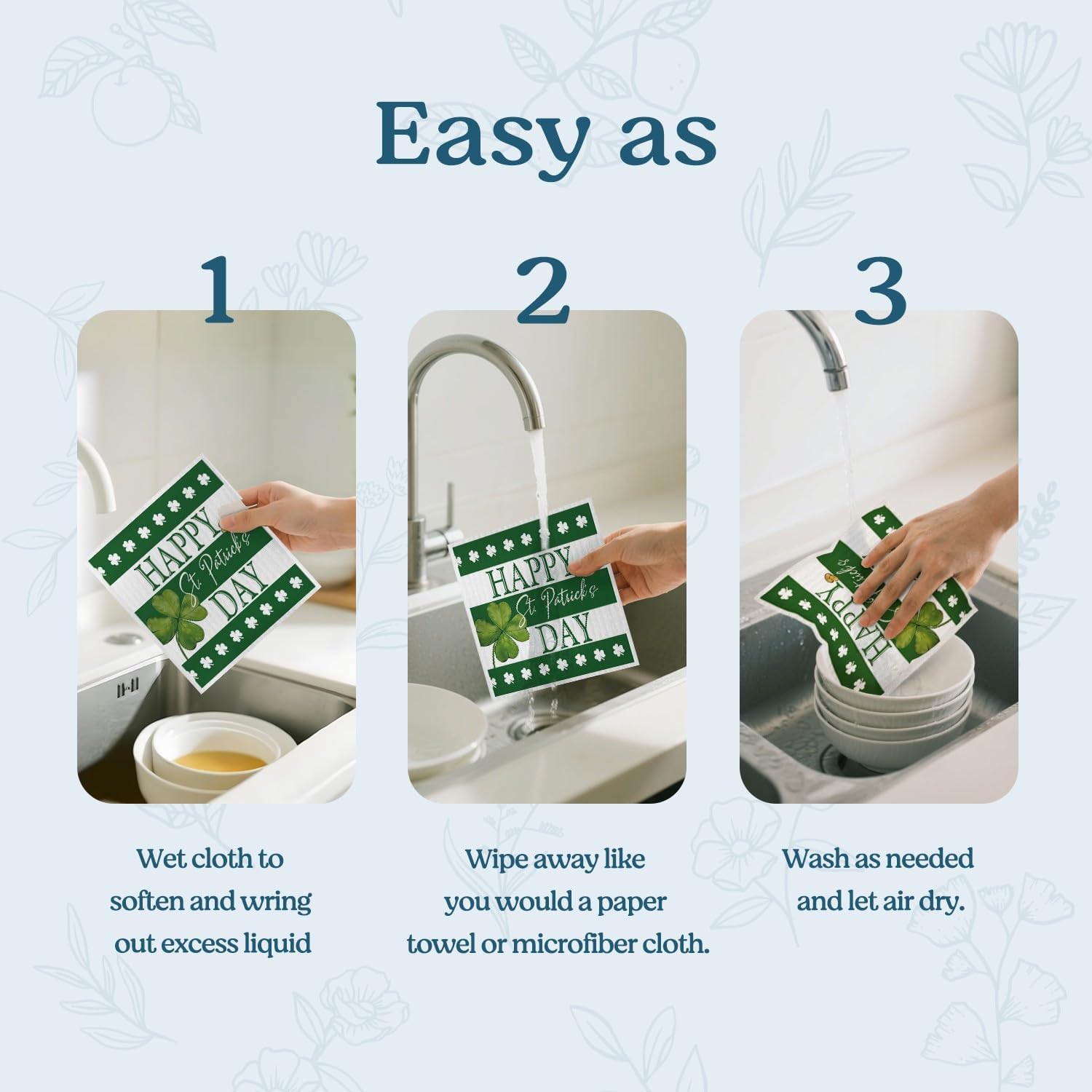 St Patricks Day Swedish Dishcloths, 4 Pack Reusable Paper Towels image 5