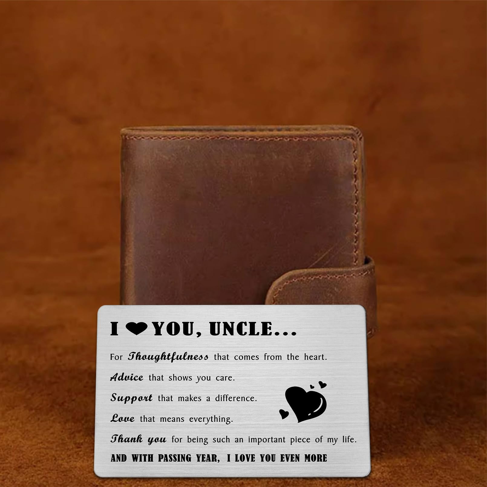 Richesele Uncle Card from Niece Nephew - Unique Christmas Gifts for Uncles - I Love You Uncle Engraved Wallet Card - Image 4
