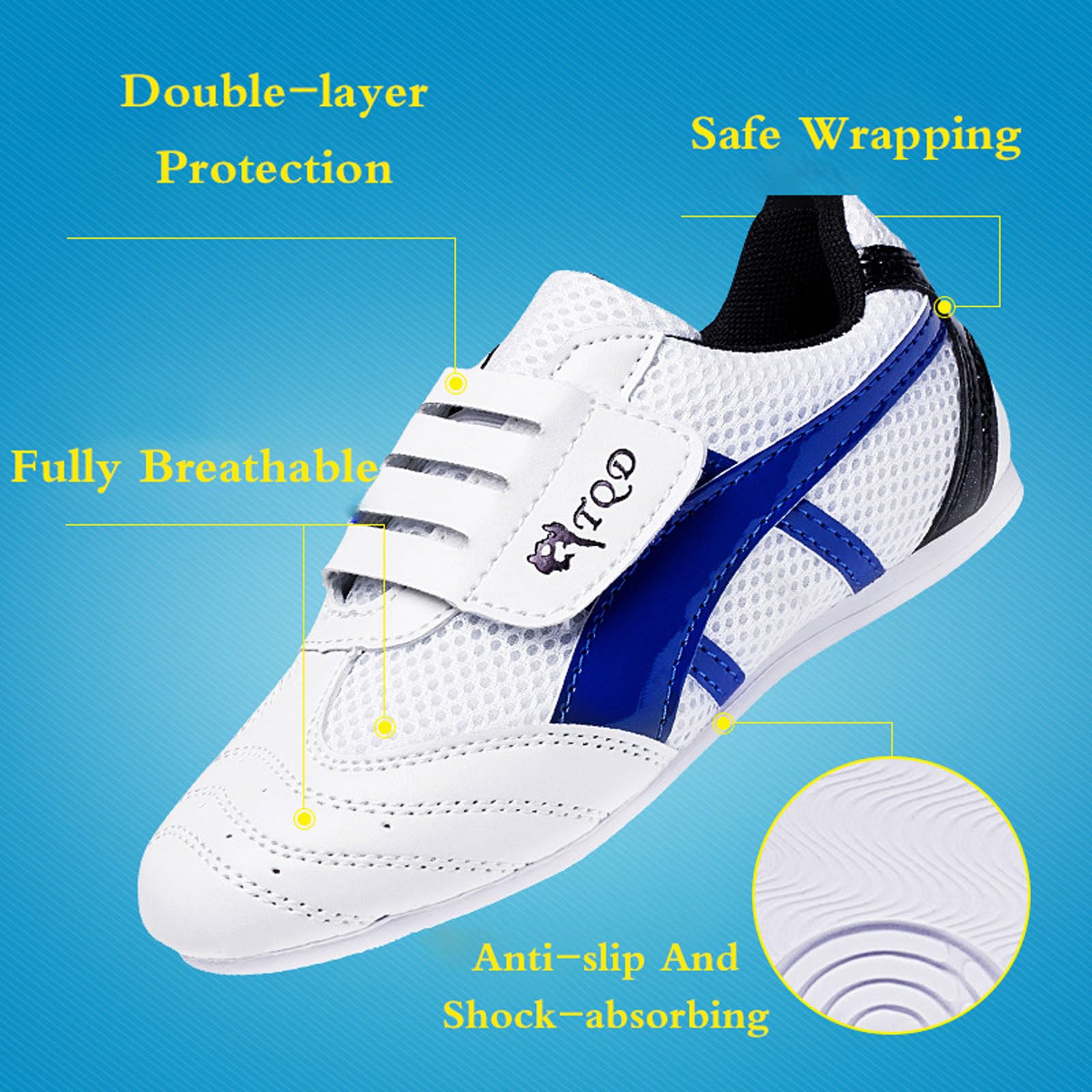 Zapatos de Taekwondo,Zapatos de Entrenamiento de Karate,Zapatos de Taichi Kung fu,No se deforma fácilmente,Antideslizante,Respirable,Fresco y Seco,para Taekwondo,Boxeo,Karate,Kung Fu.