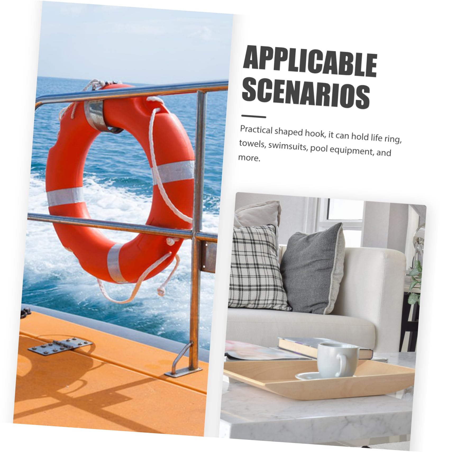 Gatuida 4pièces Support De Bouée Système De Rangement Multifonctionnel Pour Piscine Crochet Inoxydable Pour Équipements Nautiques Et Accessoires De Plage