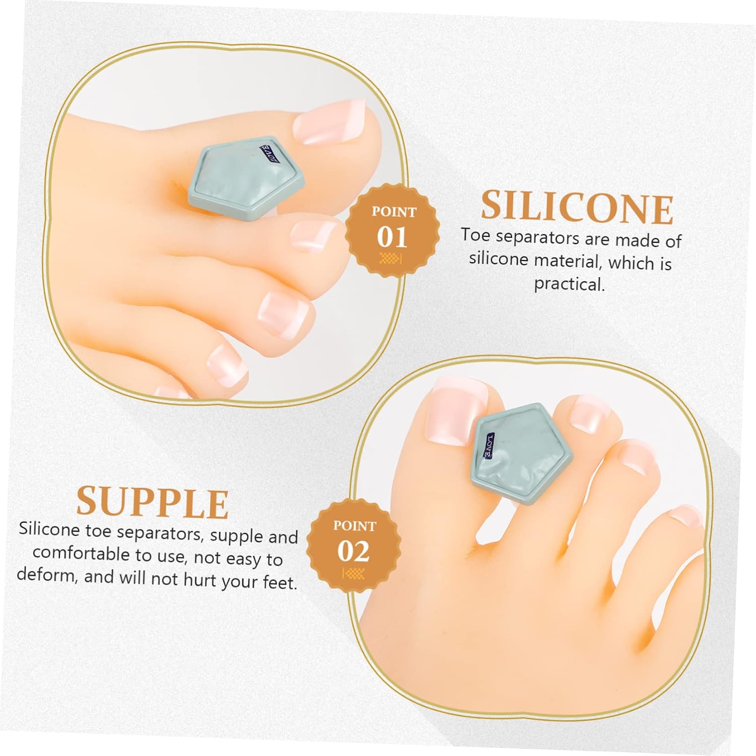 8pcs Pedicure Toe Separators Silicone Toe Separators for Nails for Nail Polish for Men
