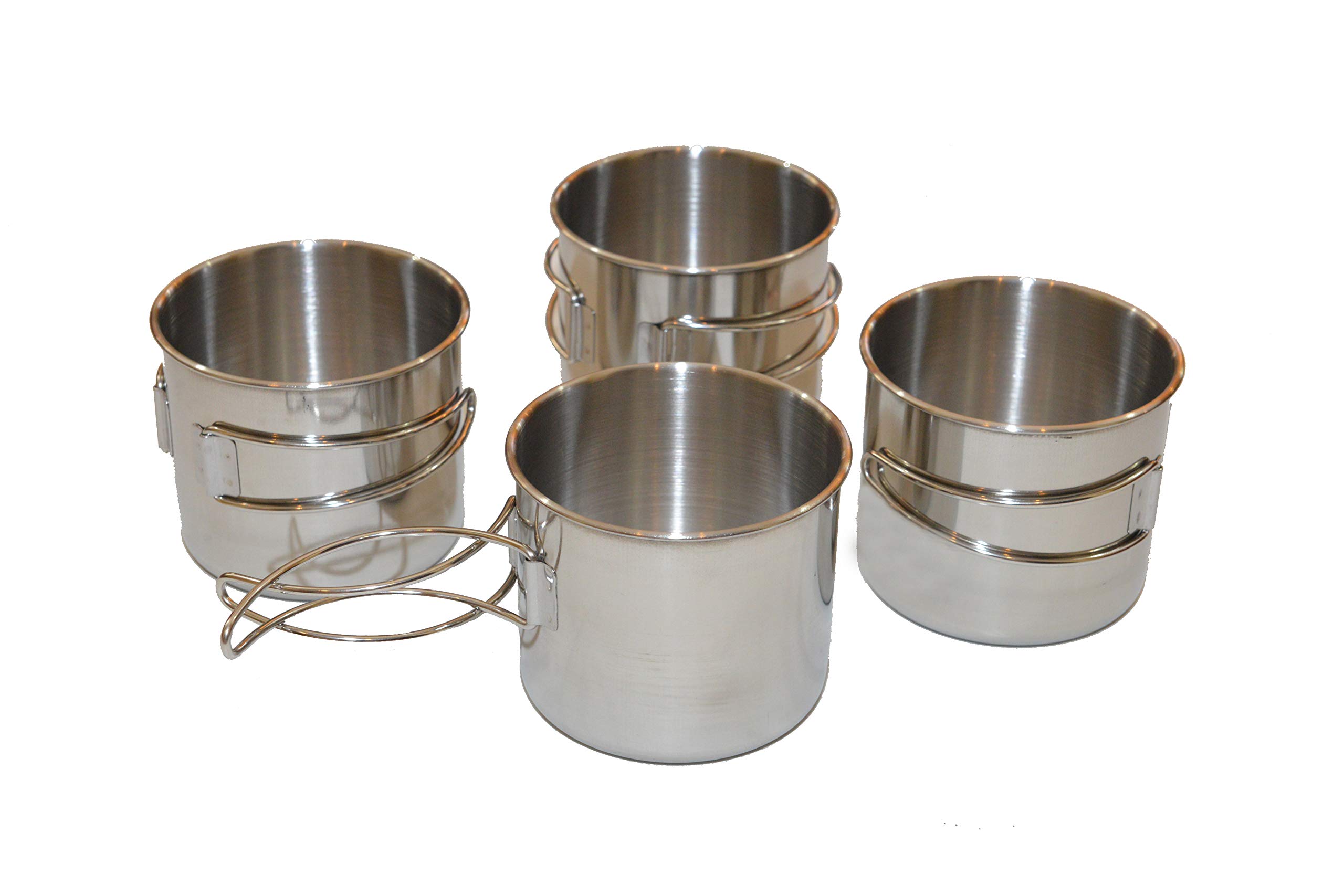 Oregon Trail - 18oz Stainless Steel Folding Handle Cup - for Camping (Set of 4pcs)