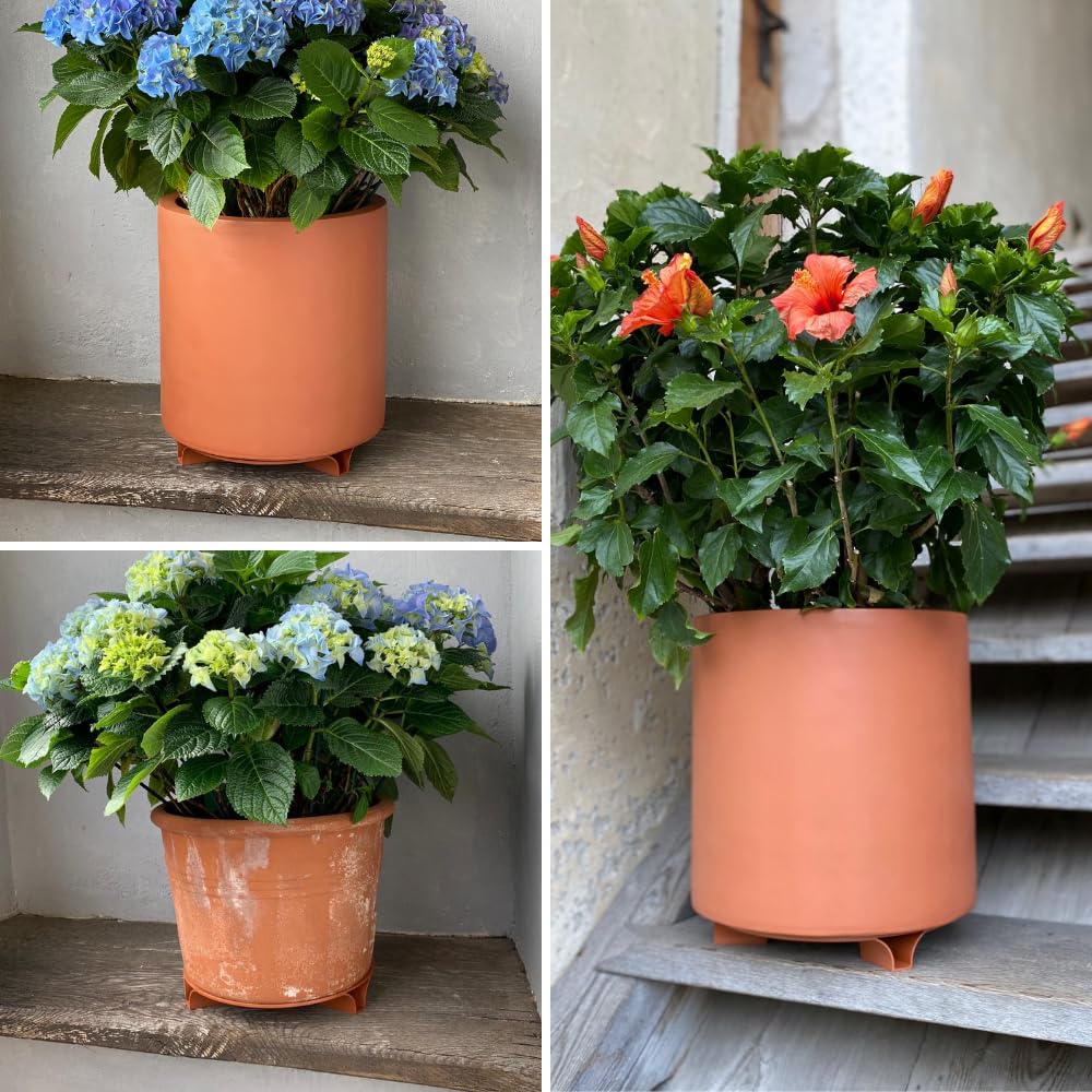terraced®, Set of 2, Flower Pot Saucers, Colour: Terracotta, Round, 27 cm Diameter, Saucer Flower Pot, Recycled Material - Image 4
