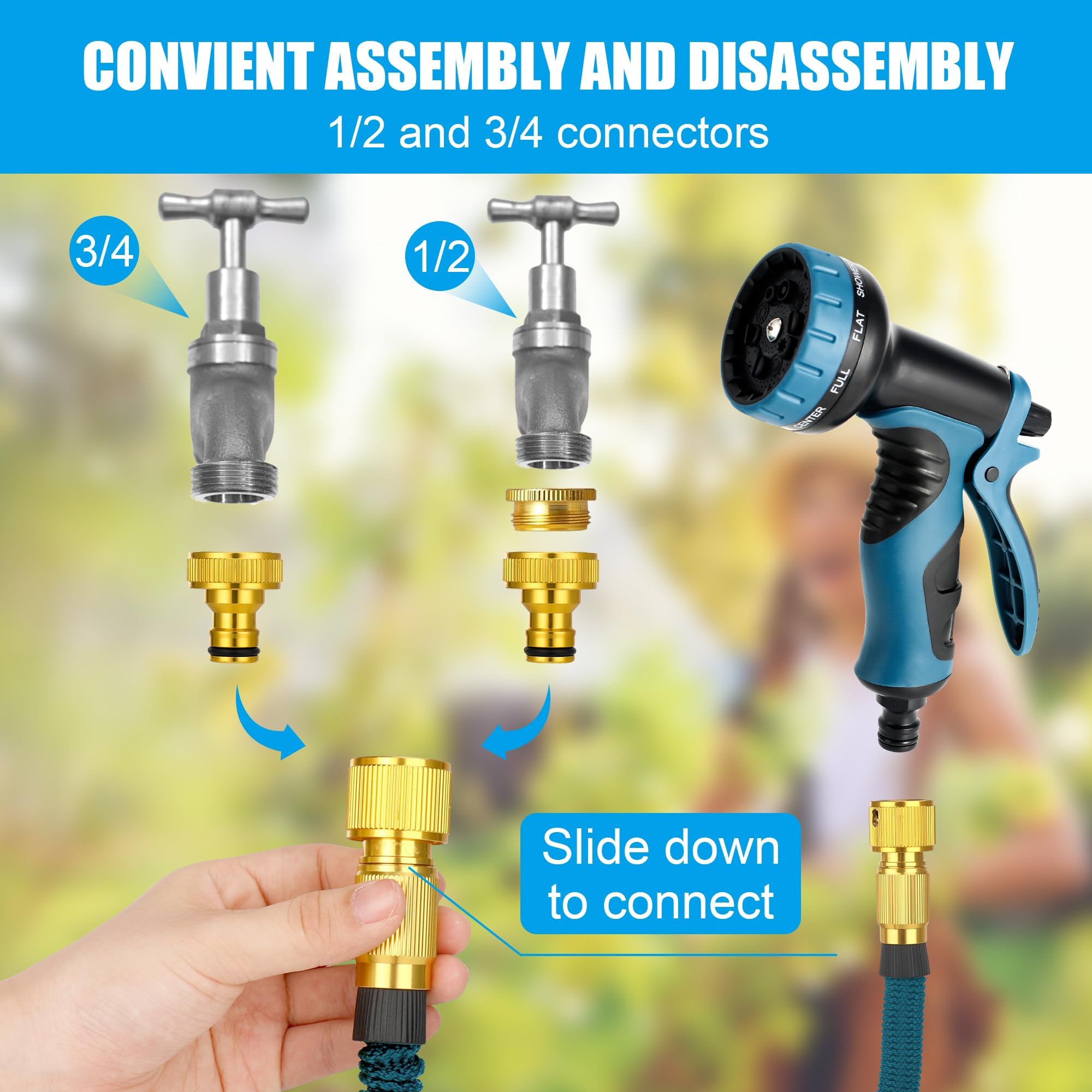 Sylken Tubo da giardino espandibile, 3 volte espandibile, flessibile, leggero, con pistola a spruzzo a 10 funzioni, tubo magico per giardinaggio, patio, lavaggio auto, bagno animali domestici (30 m)