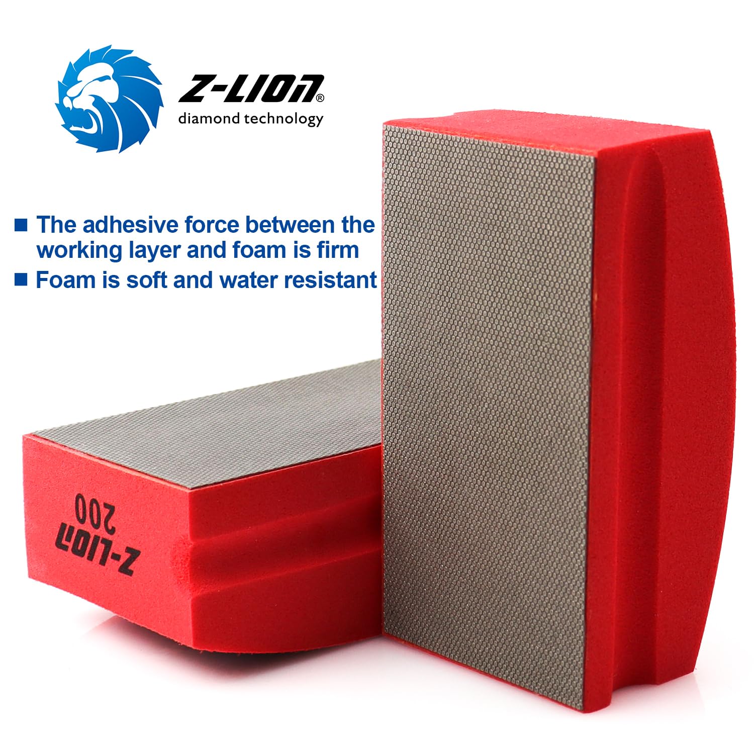 Z-lion - Juego de 4 almohadillas de pulido de diamante galvanizado, forma de arco para piedra de cristal, hormigón, granito, rojo