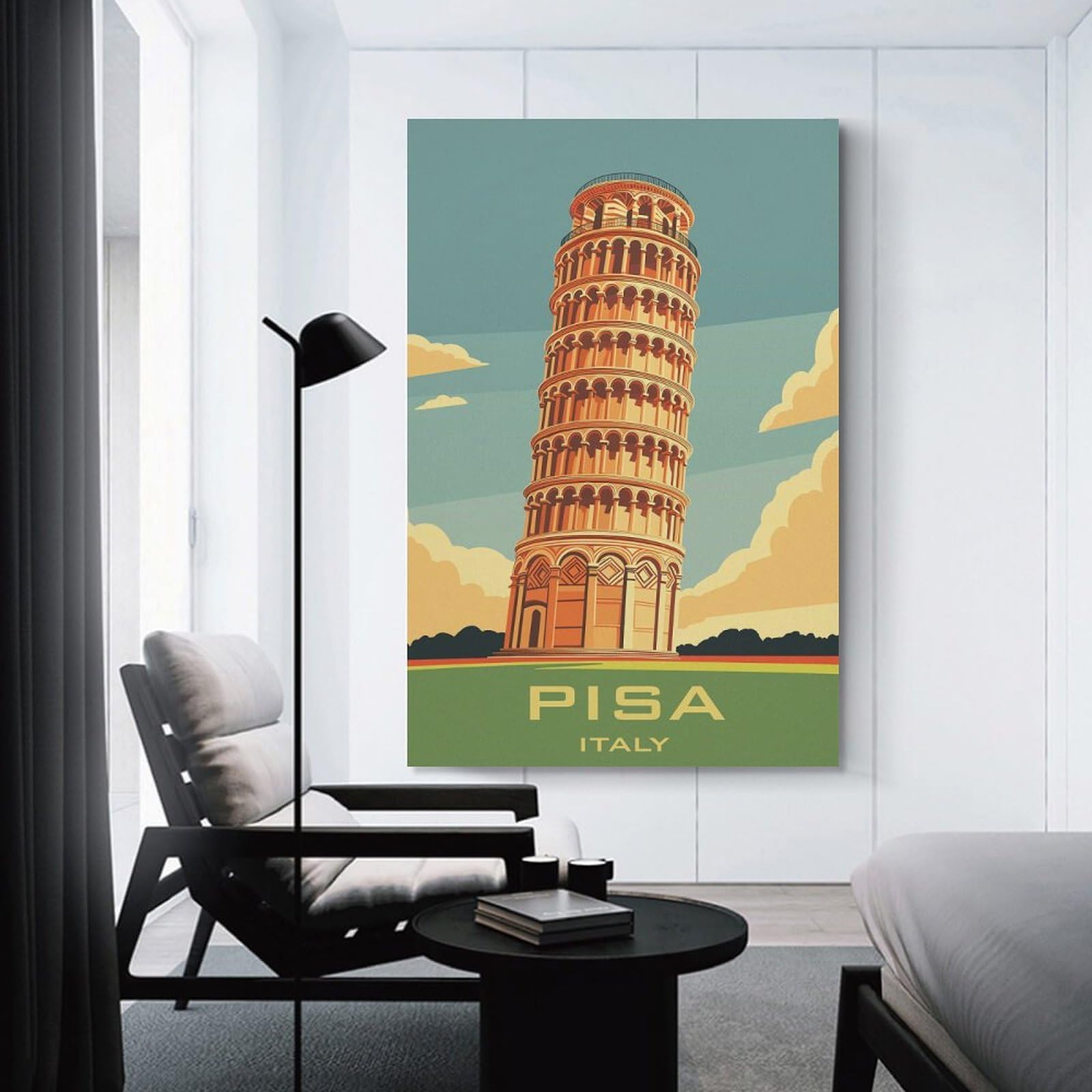 Leaning Tower of Pisa Italy Poster Canvas Wall Decor, 12x18inch(30x45cm), for Home Lounge, Bedroom Or Reading Nook, Modern Wall Decor for Cosy Interiors