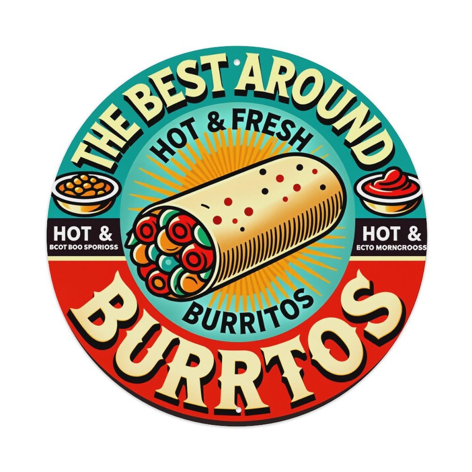 Burrito Wrap With Fillings And Sauce Metal Tin Sign Vintage Garden Bedroom Cafe Bar Man Cave Home Wall Decor Metal Poster 8x8 inches