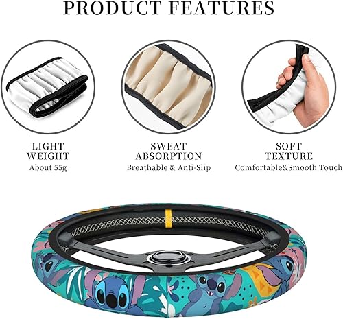 Miniatura 4 de Accesorios de coche elástico grueso neopreno volante cubierta mujeres hombres coche volante cubre protector universal 15 pulgadas