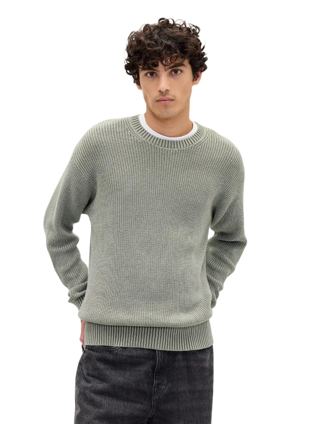 

                                                    GAP Mens Relaxed Rib Crewneck Sweater Army Jacket 