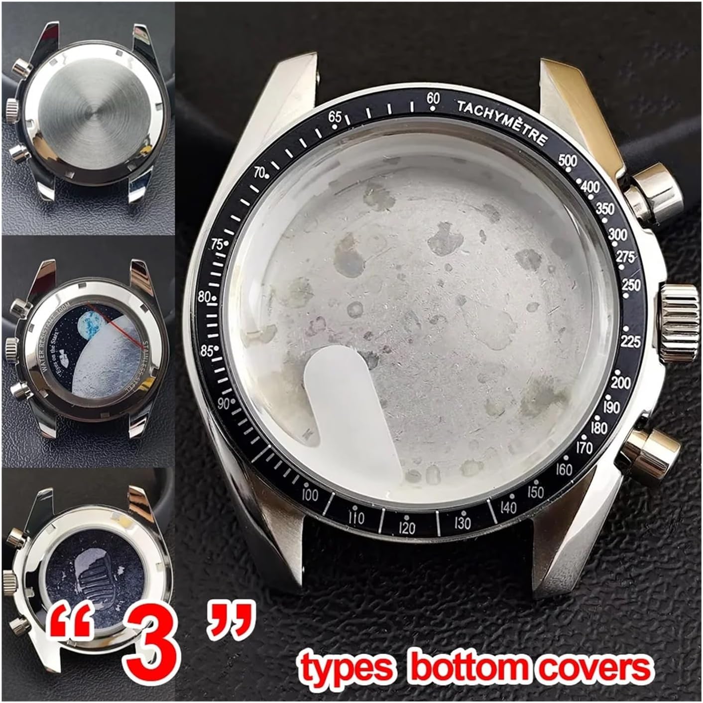 39.7mm Stainless Steel case Compatible VK63 VK63A VK64 Movement Moon No Sapphire 20mm Strap Watch Repair(橄榄绿)