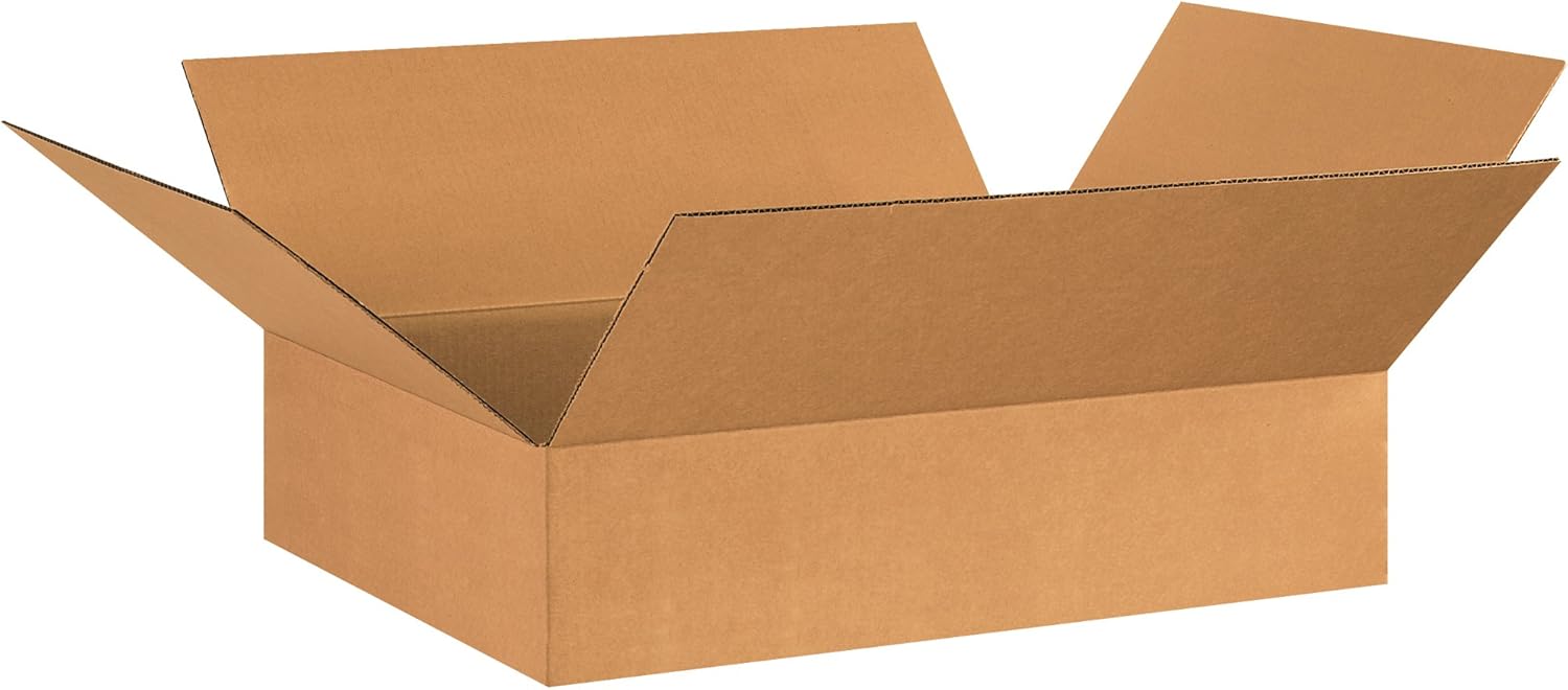 PARTNERS BRAND 26x20x6 Flat Corrugated Boxes, Flat, 26L x 20W x 6H, Pack of 20 | Shipping, Packaging, Moving, Storage Box for Home or Business, Strong Wholesale Bulk Boxes