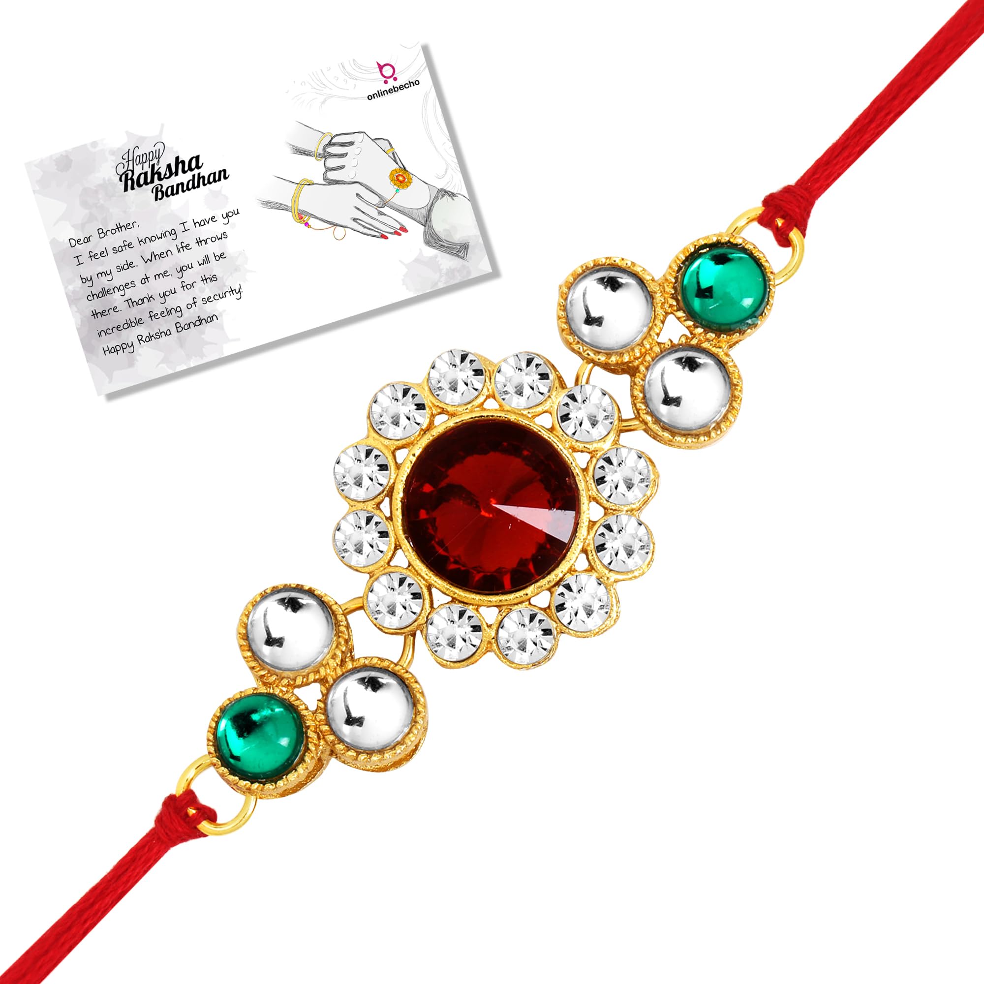 LIVE EVIL Galaxy Gold plated Kundan & Stone Work Rakhi for Brother Sister with Raksha Bandhan Greeting Card having Traditional Ethnic Unique Design Specially Handmade by Indian Craftsmen (B08CHNBX3N) Amazon Price History, Amazon Price Tracker