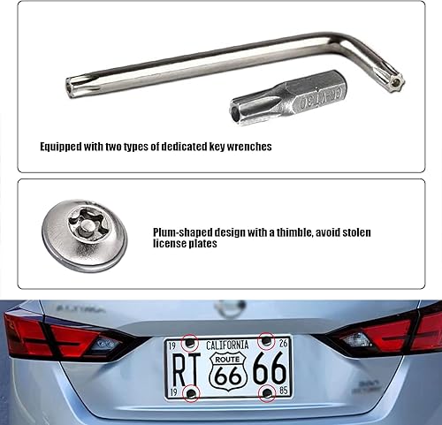 Miniatura 3 de Kit de 8 tornillos para placa de automóvil, tornillos antirrobo de acero inoxidable, sujetadores de pernos de matrícula, tuerca, kit de tornillos