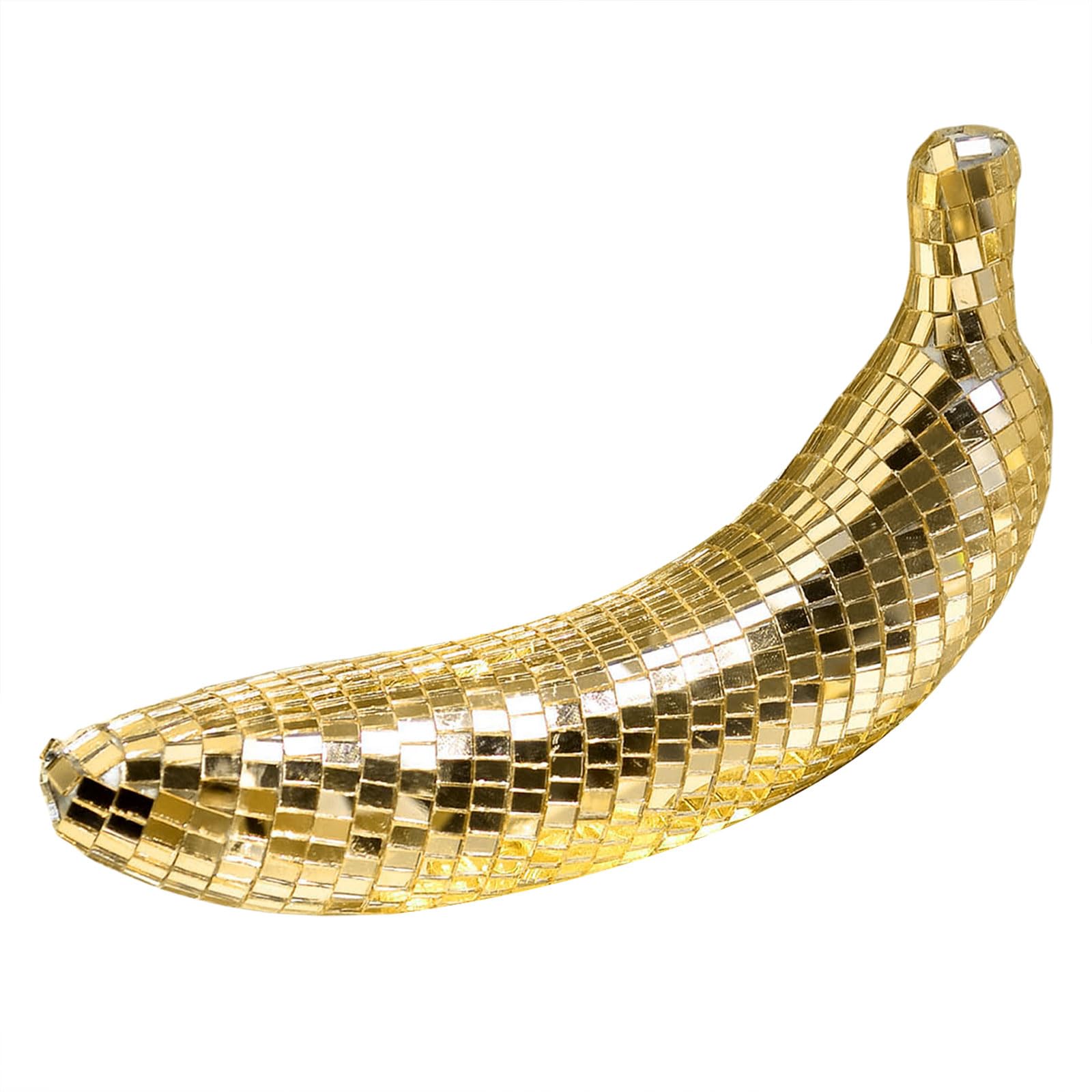 Uqezagpa Discos Banana Figurine Statue Freestanding Fruit Shape Reflective Mirrored Sparkling Ornament for Party Stage