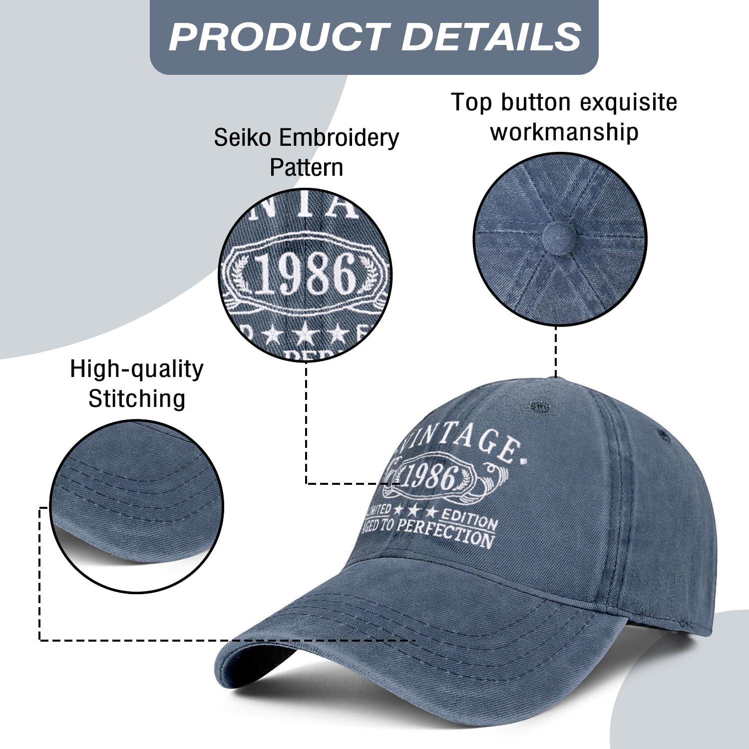 Birthday Gifts for Men Women, Personalized 18th/21st/25th/30th/40th/50th ...90th Birthday Ideas Gift, Vintage Baseball Hat - Image 4