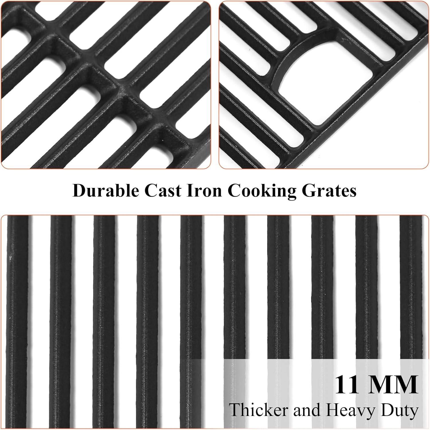 Hisencn Grill Parts for Nexgrill 6 Burner 720-0896X, 720-0898, 720-0898A, 730-0898, 730-0898A Gas Grill Models, Porcelain Steel Heat Plate Flame Tamer, Cast Iron Grill Grates, 17" x 33 3/8"
